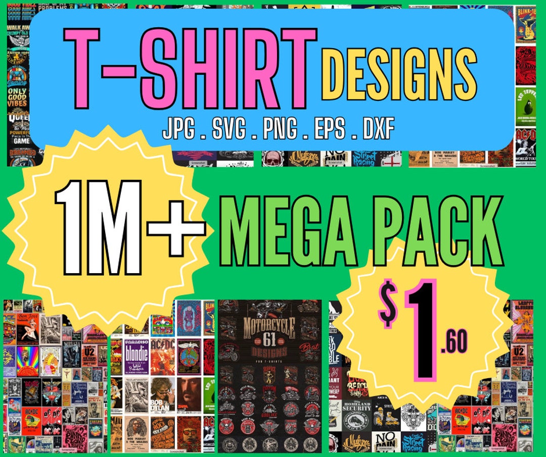 1M Mega Pack Special Custom T-shirt Design Print on Demand Unique T ...