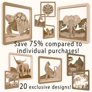 Laser Cut Bundle - 20 Animal Frames - Multilayer svg - Lightburn - Laser Cut Files - Mega Bundle - Cnc files for Wood - Svg Dxf Ai Eps Pdf