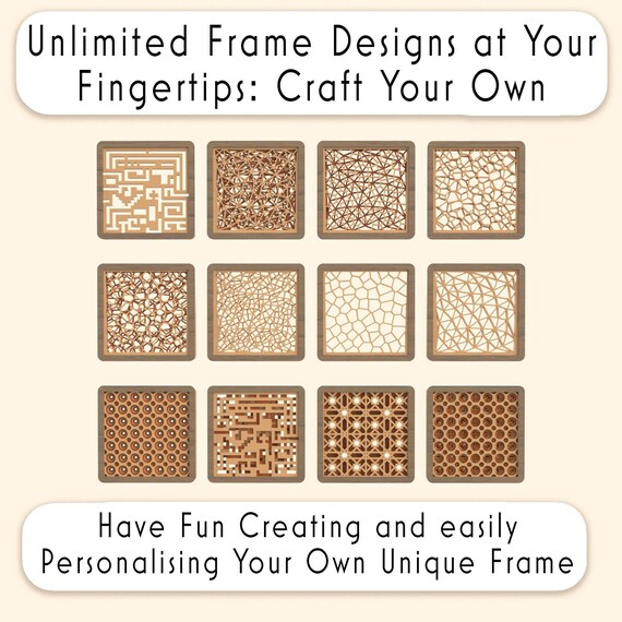 Laser Cut Bundle - Layered svg Frames Wood - Laser Cut plans - DIY Laser Cut Files - Mega Bundle svg - Geometrical Design Set Easy Assemble