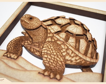 Multilayer svg Artwork - Laser Cut Plans - Tortoise Frame - Lightburn - Turtle - Cutting File - Laser Cut Files - Vector - Svg Dxf Ai