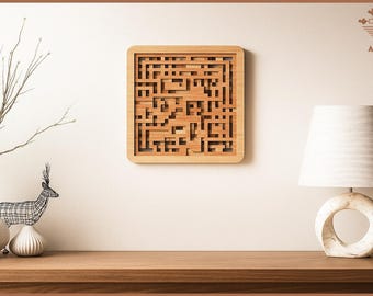 Laser Cut Template - DIY Frame in the shape of a 3D Maze Puzzle svg - Cnc Files for Wood - Laser Cut Files - Vectors File