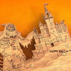 Halloween Laser Cut File Svg - Wood Floating Island - Halloween Wall Decor - Halloween Laser Cut Files Svg Dxf Ai Eps Pdf - Digital Template