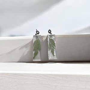 Real Leaf Resin Earrings | One of a Kind Nature Earrings | Minimalist Botanical Jewelry | Handmade Dangle Post Earrings | Eco Gift