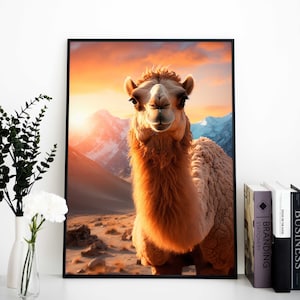 Digital Camel Art Golden Hour | Printable Poster | Home Decor | Instant Download