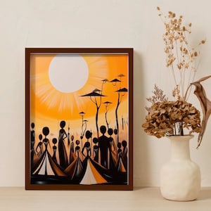 African Painting | African American Artwork | African Sunset Landscape | Abstract Living Room Art