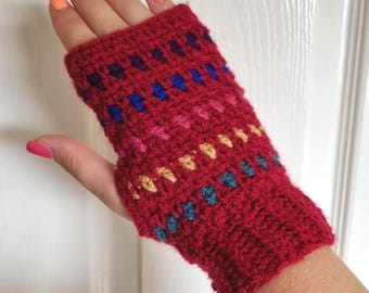 Mossy Stripes Fingerless Gloves Crochet Pattern