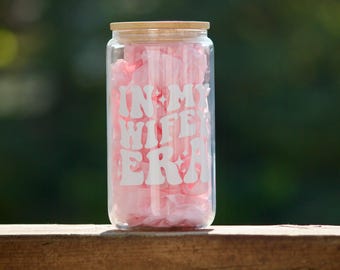 In My Wifey Era Glass Can Cup| Bridal Glass Cup |Aesthetic Glass Cup| Newlywed Gift | Cute Iced Coffee Cup | Bridal Shower Gift | Wedding