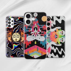 Psychedelic Sun & Moon Phone Case, Trippy Galaxy Art Cover for Samsung