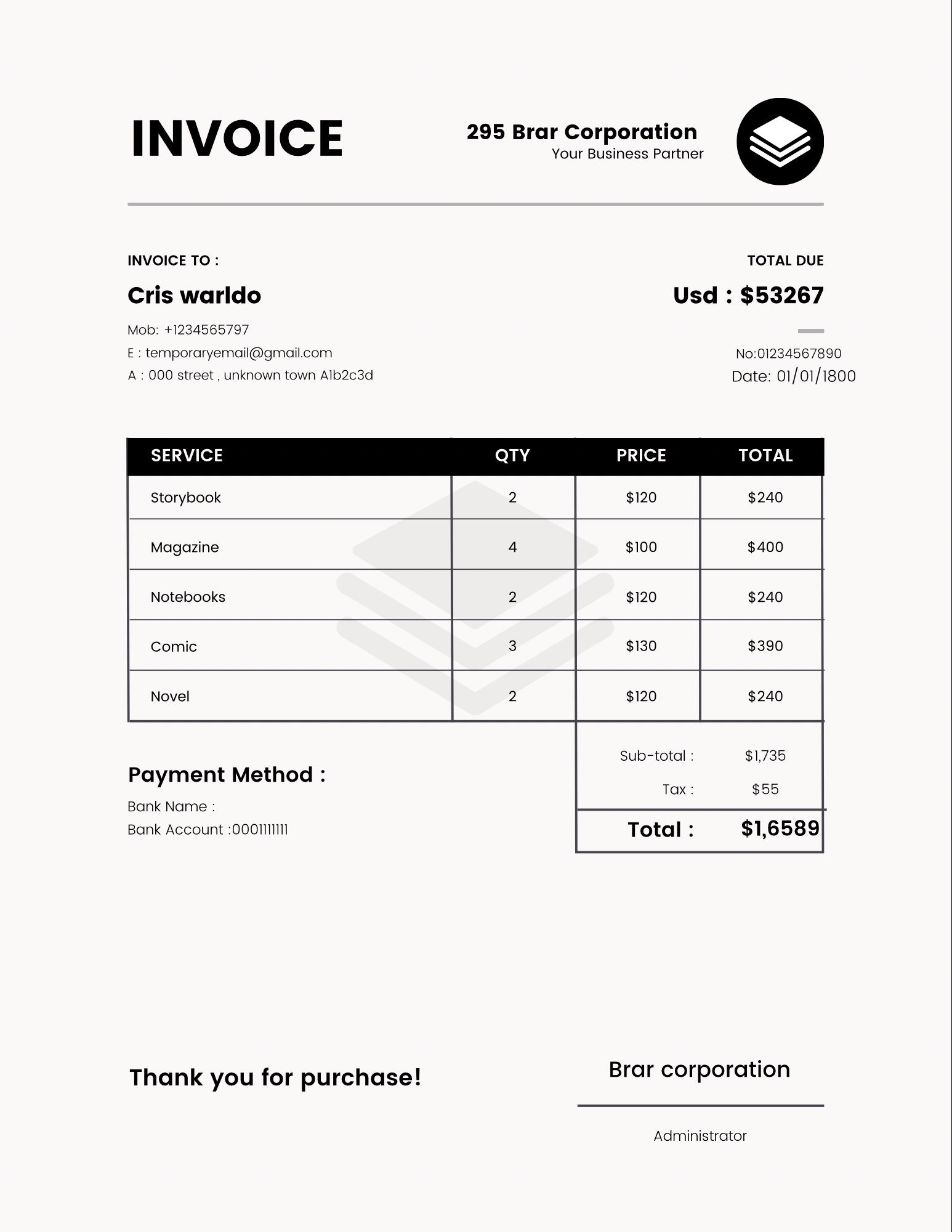 Invoice Template Bill Templates Etsy