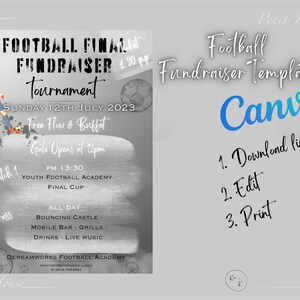 Football Fundraiser Flyer Template | Instant Editable & Printable | Sports Invitation · Event · Tournament · Football Match · Charity
