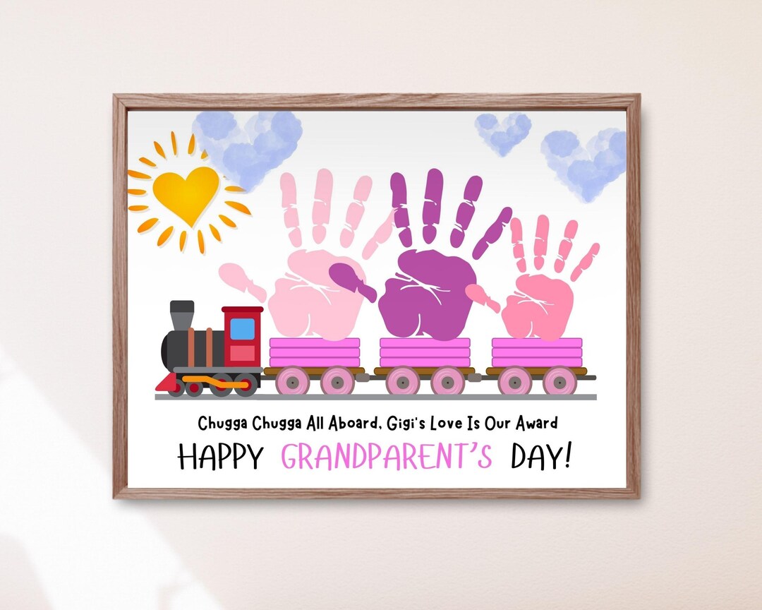 Grandparent's Day Train Handprint for Multiple Kids Art Craft for Gigi ...
