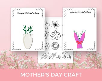 Mother's Day Handprint Flower Bouquet DIY Craft Keepsake Daycare Preschool Hand Art for Mom Toddler Artwork Happy Mother's Day Keepsake