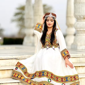 Traditional Afghani handmade dress | Afghani cultural outfit | Afghan embellished long frock | Afghani wedding dresses, nikah, wedding