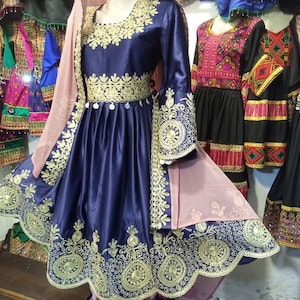 Silk Afghani Traditional Handmade Dress, wedding suit, party wear dress with charma work, frock, shalwar, Dubata, formal frock, partywear,