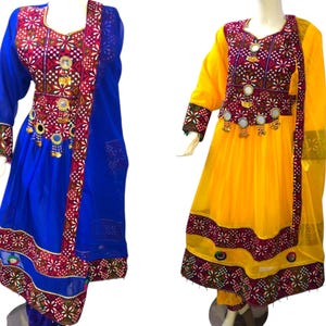 Afghan cultural dress for Women | Afghan traditional dress, Ethnic wear | Embroidered Chiffon Frock with dubata, silk shalwar, Long Length