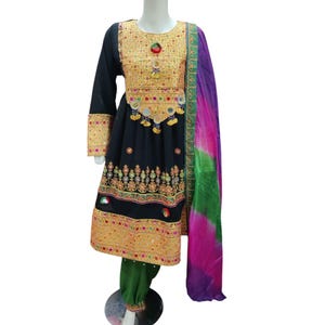 Afghani Traditional Handmade Dress, with shalwar, dupata, Muslim dress, wedding dress, formal, partywear,patchwork, nikah, Hand embroidered