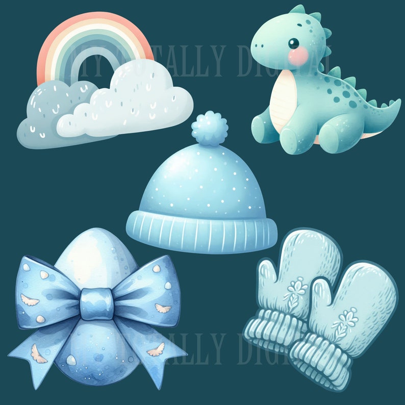 31 Watercolor Blue Baby Shower Clipart PNG Sublimation Bundle PNG ...