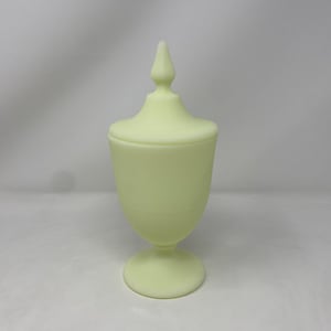 Fenton Yellow Satin Custard Dish With Lid. Candy Dish With Lid.