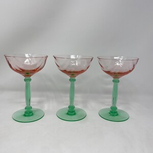 Tiffin Uranium Watermelon Champagne Glasses. Vintage 1930s Pink and Green  Glowing Glasses. Note* Each Sold Seperately. Glows Beautifully. - Etsy