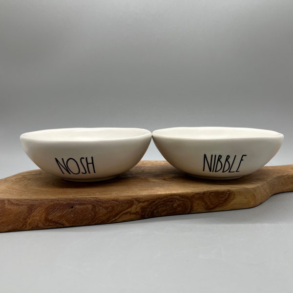 Ceramic Dipping Bowls. Set of 2. “Nibble” and “Nosh”. Rae Dunn. New and never used.