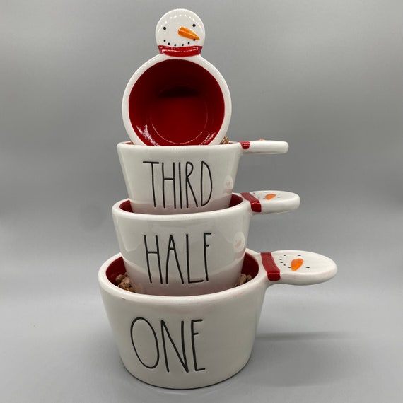 Snowman Ceramic Measuring Cups Set Rae Dunn 