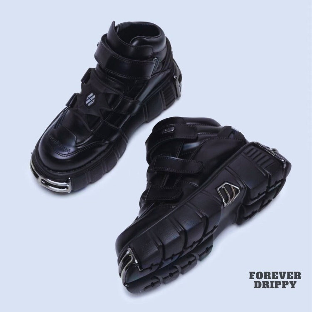 Y2k Gothic Black Platform Boots Y2k Shoes Punk Aesthetic Etsy