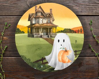 Autumn Cottage Ghost Vinyl Sticker