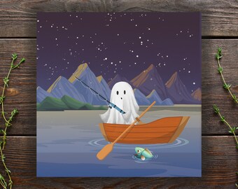 Spooky Fishing Ghost Vinyl Sticker