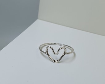 Delicate heart ring handmade from recycled silver, minimalist symbol ring in sterling silver, love symbol