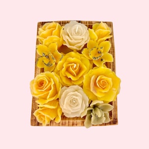 Yellow Flower Candle - Flower Candle Centerpiece - Wedding Candle Favor - Wedding Table Candle - Yellow Wedding Decor - Flower Object Candle
