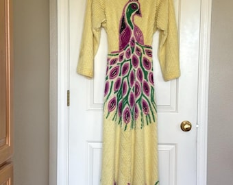 Robe feminino vintage de chenille dos anos 1940-1950