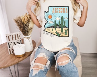 Retro Arizona Shirt Arizona State Shirt Arizona Travel Gift Arizona State Map Shirt Vintage Arizona Shirt