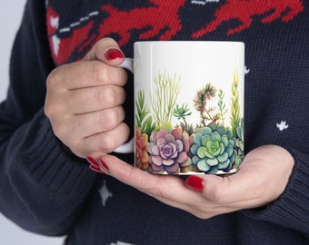 Succulent Mug Succulent Flower Mug Gift For Plant Lovers Plant Mug Cactus Mug