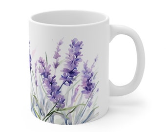 Flower Mug Boho Wildflowers Lavender Coffee Mug Vintage Botanical Tea Cup Pastel Floral Nature Mug Flower Garden Lover Gift