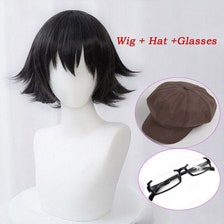 Anime Death Note L Cos Wig L.Lawliet Heat Resistant Black Fluffy Layered  Hair Pelucas Cosplay Costume Hair Wig + Wig Cap