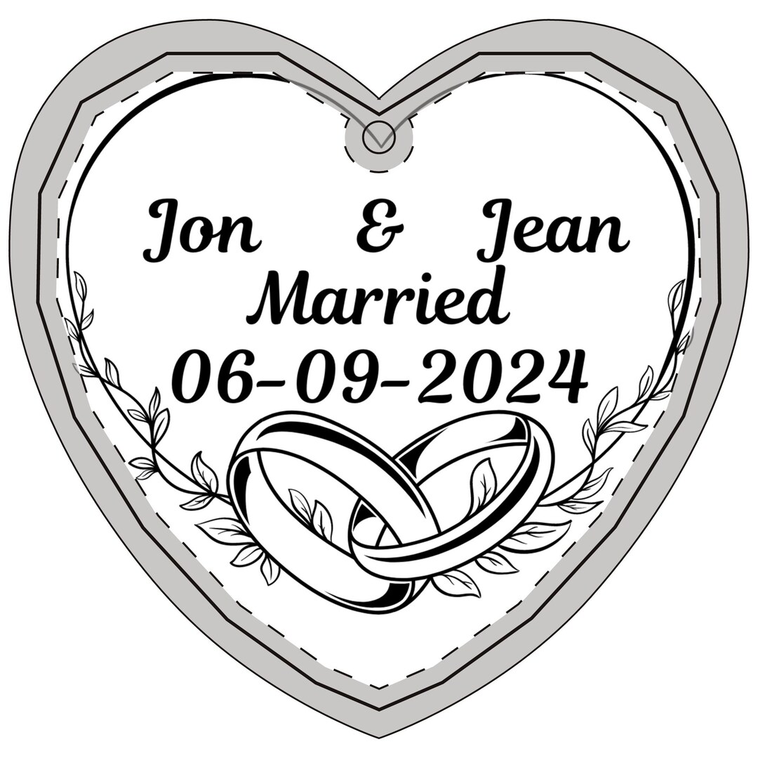 1 Personalized Married Crystal Glass Heart Ornament Can Personalize the