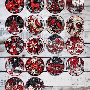 18 Lovely Red, white and black. Quill design ornaments. They are  Non-Textured one-sided Ceramic ornaments.