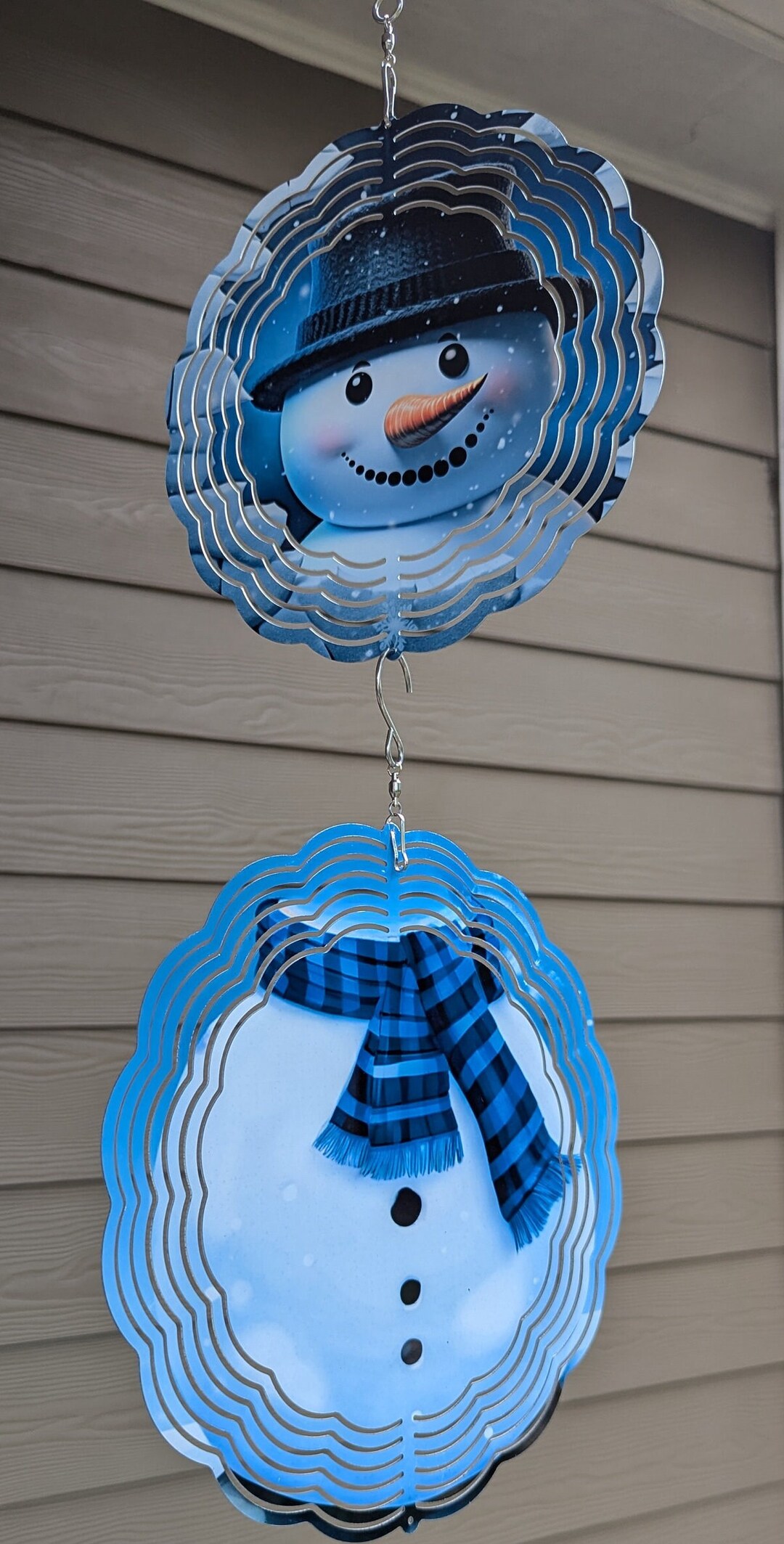 Double Wind Spinner Snowman 8 Inch Head 10 in Body Very Cute Garden or ...