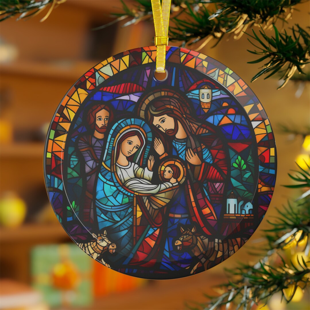 Nativity Glass Ornaments Etsy