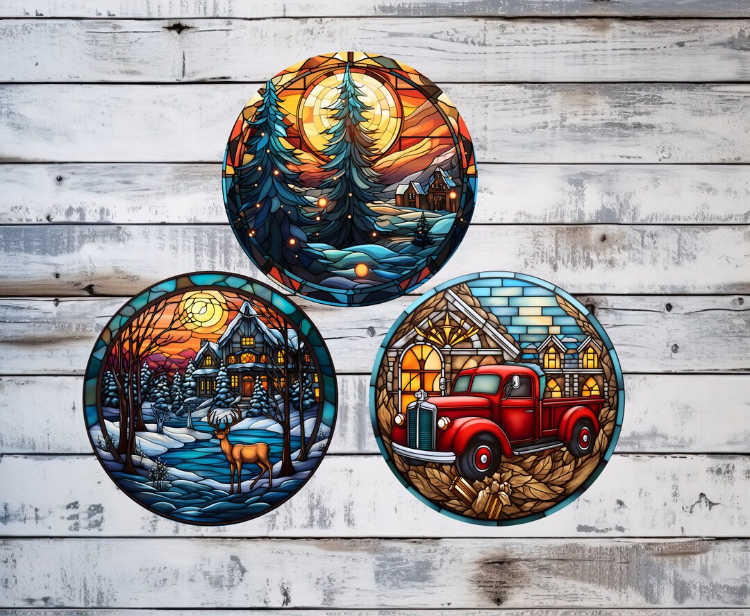 Sweet Country Christmas Ornament Set Ceramic One Sided Etsy