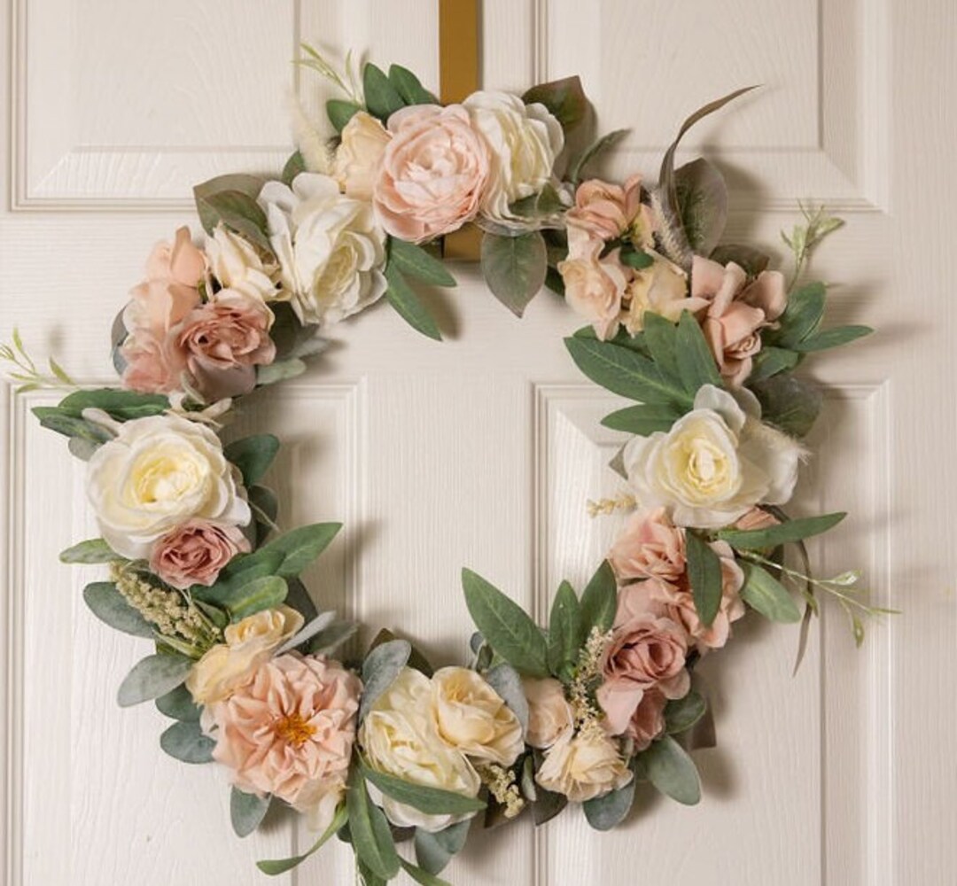Soft Blush Pink and Cream Ranunculus and Roses, Mixed With Lambs Ear ...