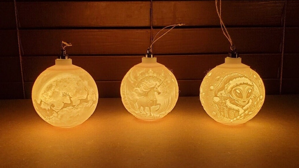 Personalized 3D Printed Christmas Lithophane Ornaments Custom Holiday