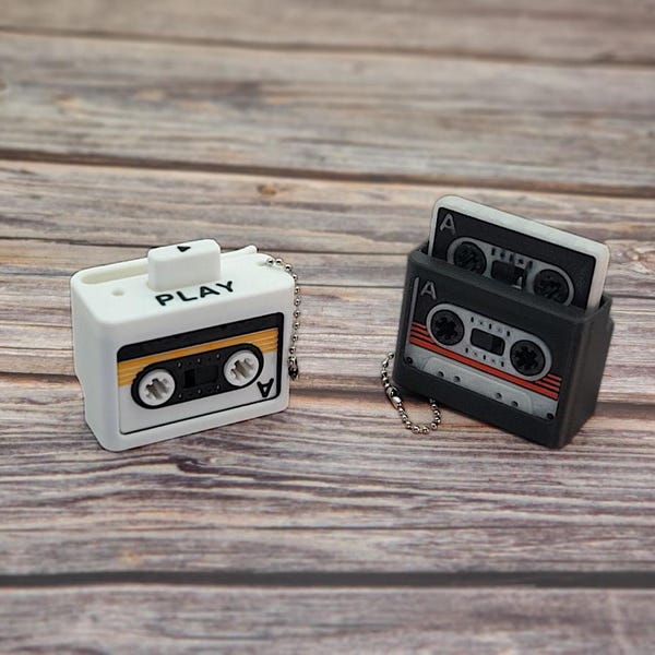 Cassette Tape Fidget Slider – Retro EDC Desk Toy | Magnetic, Glow, Keychain Clip | 3D Printed PLA Gift for Music Lovers