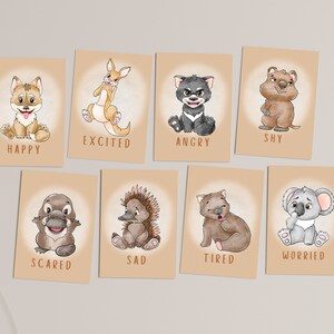 Cartes-éclair australien sur les émotions des enfants, Cartes-éclair sur les émotions des enfants, Apprentissage Montessori, Cartes-éclair pour enfants, Outils de régulation des émotions des enfants