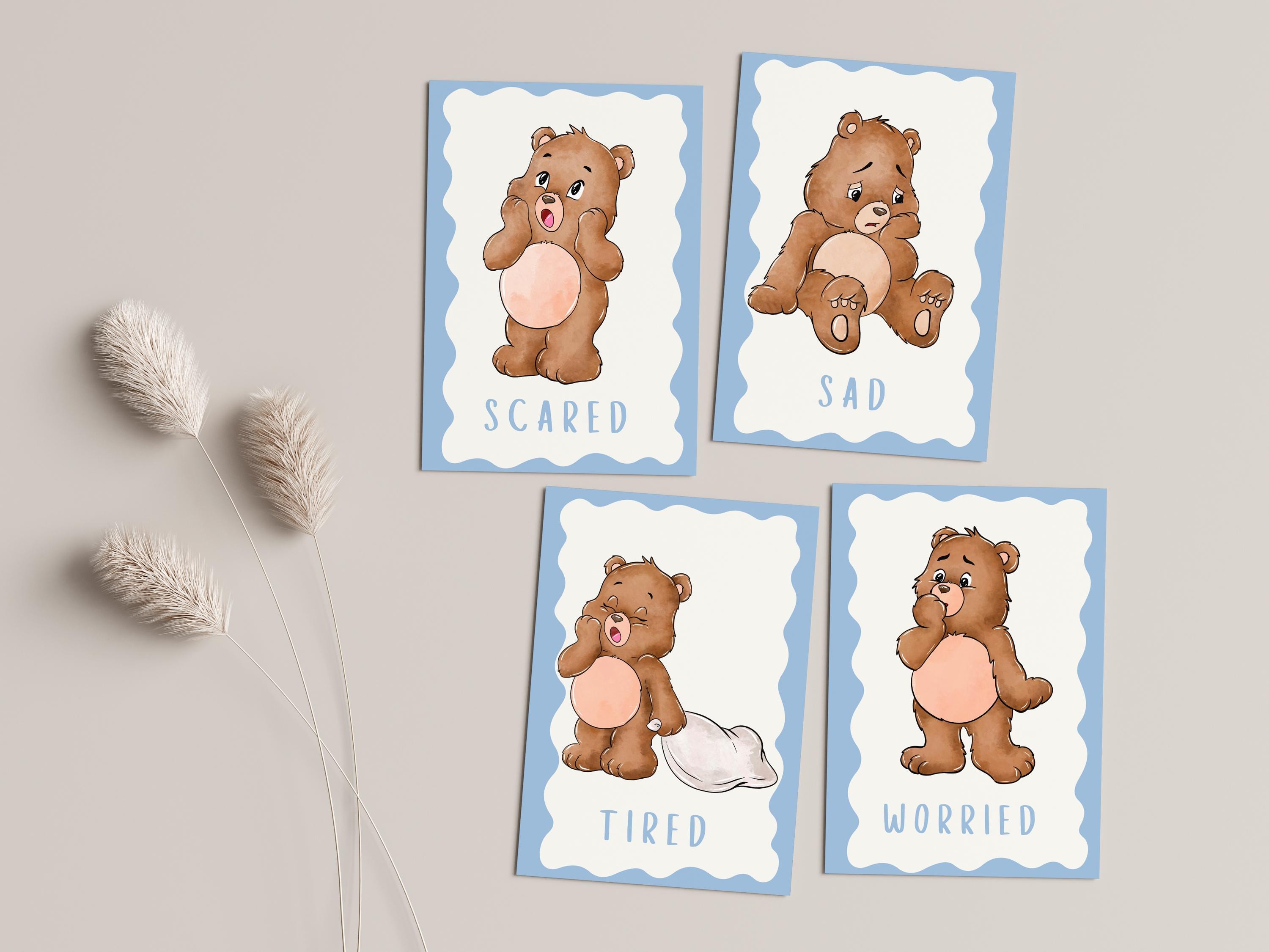 Teddy Bear Mood Tracker Flash Cards, Emotional Regulation Emotion Cards ...