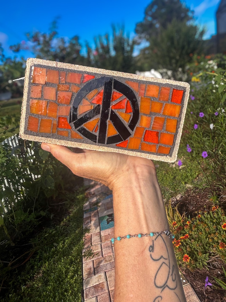 Center Peace Tile Peace Sign Brick Garden Paver - Etsy