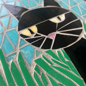 Square Colorful Mosaic Garden Paver Stepping Stone- Cat