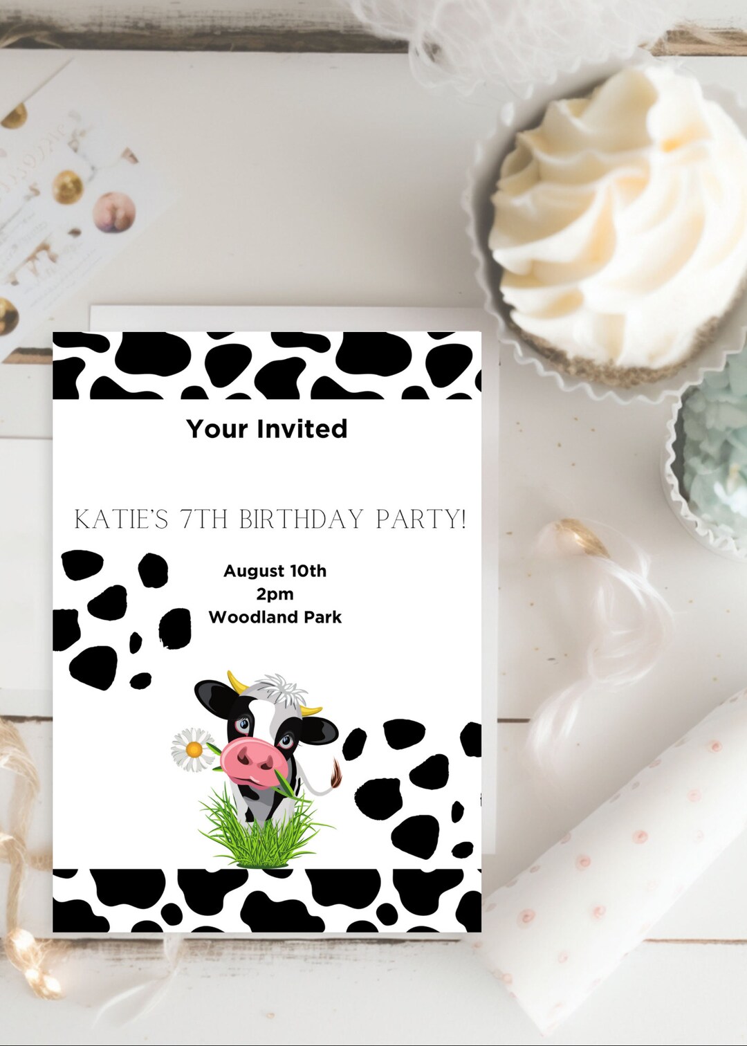 Cow Print Birthday Invitation/ Digital Download/canva - Etsy