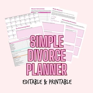 Simple Divorce Planner Bundle, Instant Download, Divorce Made Easy