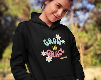 Grow In Grace Hoodie Christian Hoodie Faith Clothing Catholic Clothing Christian Clothing